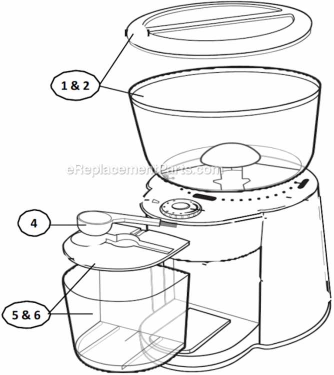 Page A Diagram and Parts List for BVMC-BMH23  Mr Coffee Coffee Grinder